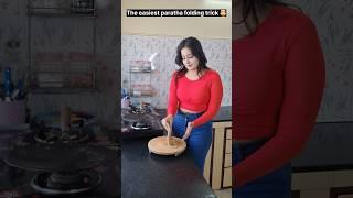 "The quickest and easiest paratha folding trick."  #relatable #comedy #funny #shorts