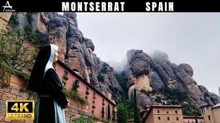 Montserrat Monastery // Day Trip from Barcelona // Walking Tour 4K // Rainy Day