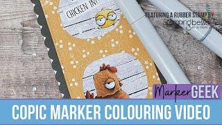Copic Marker Colouring Oddball Farm Birds set - Stamping Bella Rubber Stamp