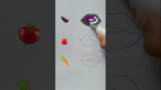 Vegetables lipstick colour art  || DIY satisfying video  #art #youtubeshorts #shorts