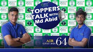 AIR 64- GPAT - 2024 || MD ABID  || GDCIANS UNSTOPABBLE || TOPPER'S INTERVIEW