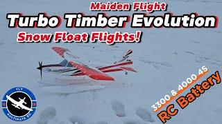 Maiden Flights In the Snow?  Eflite Turbo Timber Evolution with Floats