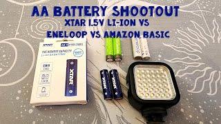 XTAR 1.5V Li-ion AA Battery Vs Eneloop Vs Amazon Basic Test Review