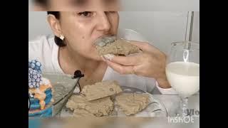 @martariva7357 shortbread cookies in blue uzbek clay paste eating | shortbread cookies | clay