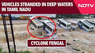 Tamil Nadu News | Cyclone Fengal: Flood-Like Situation At Bus Station, Vehicles Stranded In Waters