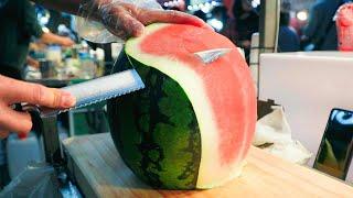 Fruit Ninja in Korea(Very neat), Amazing Fruit Cutting Skill (Watermelon, Melon, Pineapple)