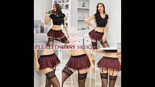 Avidlove Women Lingerie Role Play Pleated Costume Mini Skirt With Garter Schoolgirl Outifts