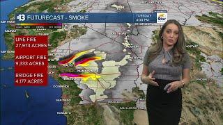 Wildfire smoke billows into Las Vegas from CA fires, wind and 90s on the horizon