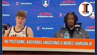 Northwestern postgame: Illini players Kasparas Jakucionis and Morez Johnson Jr.