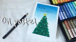 [ENG]오일파스텔 초보 간단한 크리스마스 풍경화 그리기 | 문교오일파스텔48 |Christmas landscape painting using oil pastel