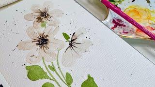 Let's paint this perfect little watercolor white flower!   Winter colors with #paulrubens