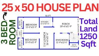 HOUSE PLAN 25x50 DESIGN  1250 SQUARE FT. हाउस प्लान 25x50 डिज़ाइन .LAYOUT PLAN.