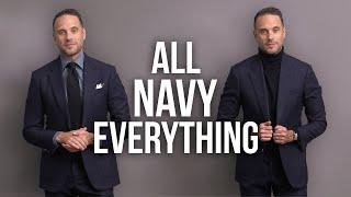 5 Navy Suit Monochrome Outfit Ideas | Menswear Monochromatic Outfits Lookbook