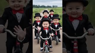 Tiny Tux Riders on the Move! Cutest Baby Biker Squad Ever #cutebaby #aibaby #comedyshort #viralvideo