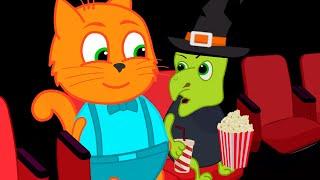 Cats Family in English - The Witch is in the movie theater Cartoon for Kids