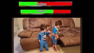 Brothers Fighting Over Toy Cars with healthbars