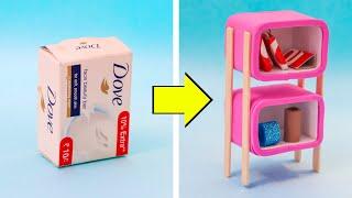 DIY Modern dollhouse furniture from waste box || Miniature storage box for doll @Craftube4u