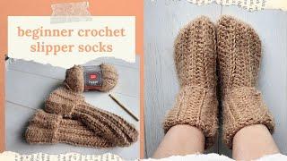 Beginner Friendly Crochet Slipper Socks // quick project!