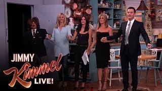 Jennifer Aniston, Courteney Cox, Lisa Kudrow and Jimmy Kimmel in "Friends"