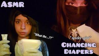 ASMR ◇ Spider girl changes your diapers with latex gloves 