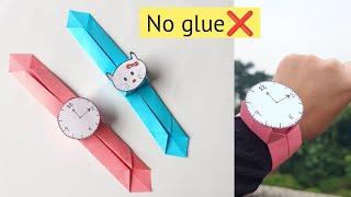 DIY easy paper watch|Origami paper watch|No glue paper watch|No glue paper craft|Watch without glue