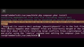 How to solve composer: Required (in require dev) package phpunit is in the lock file, not satisfy