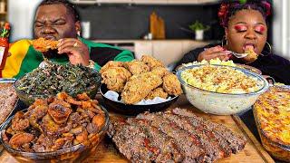 WE ATE THE ULTIMATE SOUL FOOD MUKBANG! | FRIED CHICKEN, MAC N CHEESE, COLLARDS | MUKBANG EATING SHOW