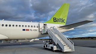 airBaltic Airbus A220-300 takeoff from Tampere (TMP/EFTP)