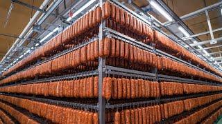 How Salami Is Made at Super Speed with Modern Machines!   Next Level Meat Processing!