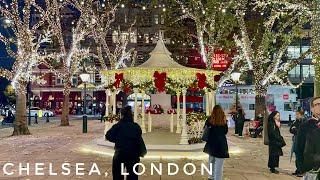 Luxury London Christmas Walk Tour 2024 | Central London Christmas Lights | King’s Road Sloane Square