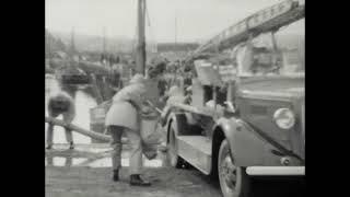 Wicklow Firefighters testing the new pump at the back of Wicklow gaol /Arklow 1940's Ireland.