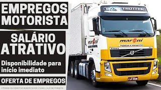 Maroni Transportes está com vagas abertas para motoristas carreteiros