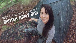 Wet Camping with my British Army Bivi ️ Heavy Rain, Thunder & Badger