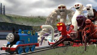 Building a Thomas Train Chased By New Cursed Thomas and Friends Family Monsters In Garry's Mod!