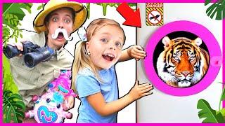 Kin Tin goes on a Jungle Adventure to find CUTE Animals!! Hide and Seek for Rare Treasure!