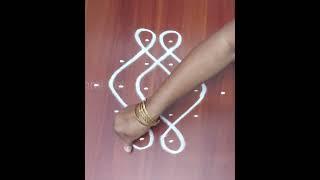 Small kambi kolam with6x2dots |   Simple sikku kolam with 6dots