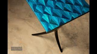 Verde Noir Straw Marquetry End Table - Nomad Studio Furniture