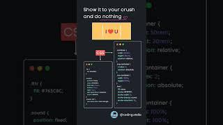 Show it to your crush and do nothing ️ | #shorts #css #html #crush #love #webdevelopment #python