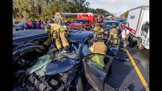 Jacksonville Fire Rescue Department responds to a 50 car pileup with 2 extrications and MCI Level II