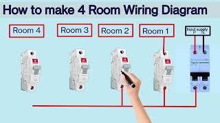 MCB connection house wiring | how to make 4 Room wiring Diagram single phase house wiring.