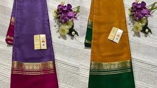  Bentex Border With Colour Pure Mysore Silk Sarees 100Gsm Free Shipping  WhatsappNo 7702225657