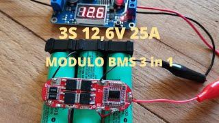 3S 12,6V 25A modulo BMS 3 in 1