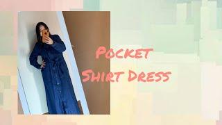 Pocket Shirt Kleid | Button Down Kleid | Krawattengürtel Kleid