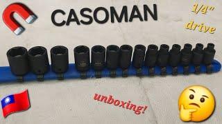 CASOMAN 14PCS 1/4"Drive Magnetic Impact Socket Set, Shallow, 6-Point, Metric, 4mm to 15mm, CR-MO