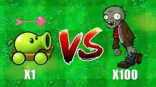 1 Plant Shoot charm arrows VS 100 Normal Zombies,Who Will Win? PVZ Hybrid Challenge