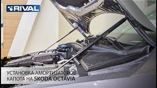 Установка амортизаторов капота на Skoda Octavia 2013-