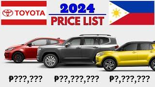 TOYOTA CARS PRICE LIST PHILIPPINES 2024