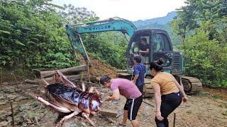 The excavator opens the way to the high mountains for logging volume 1.