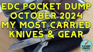 EDC Pocket Dump October 2024 - My Most Carried Pocket Knives & Gear