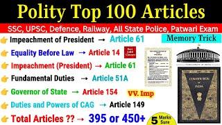 Top 100 Articles of Indian Constitution | All Important Articles 1 To 395 | Indian Polity Gk Trick